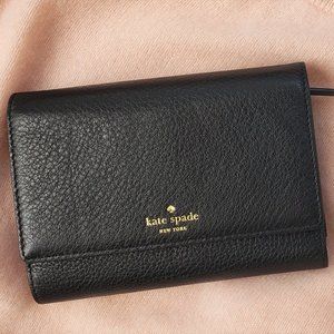 Kate Spade New York, Black, Callie Grey Street Tri-Fold Wallet, 6" x 4" NWOT